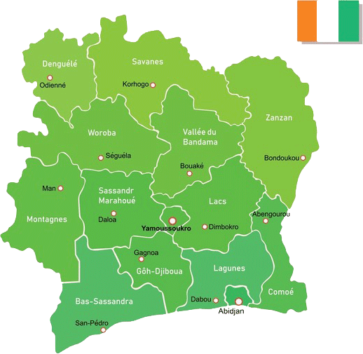 Carte de la côte d'ivoire